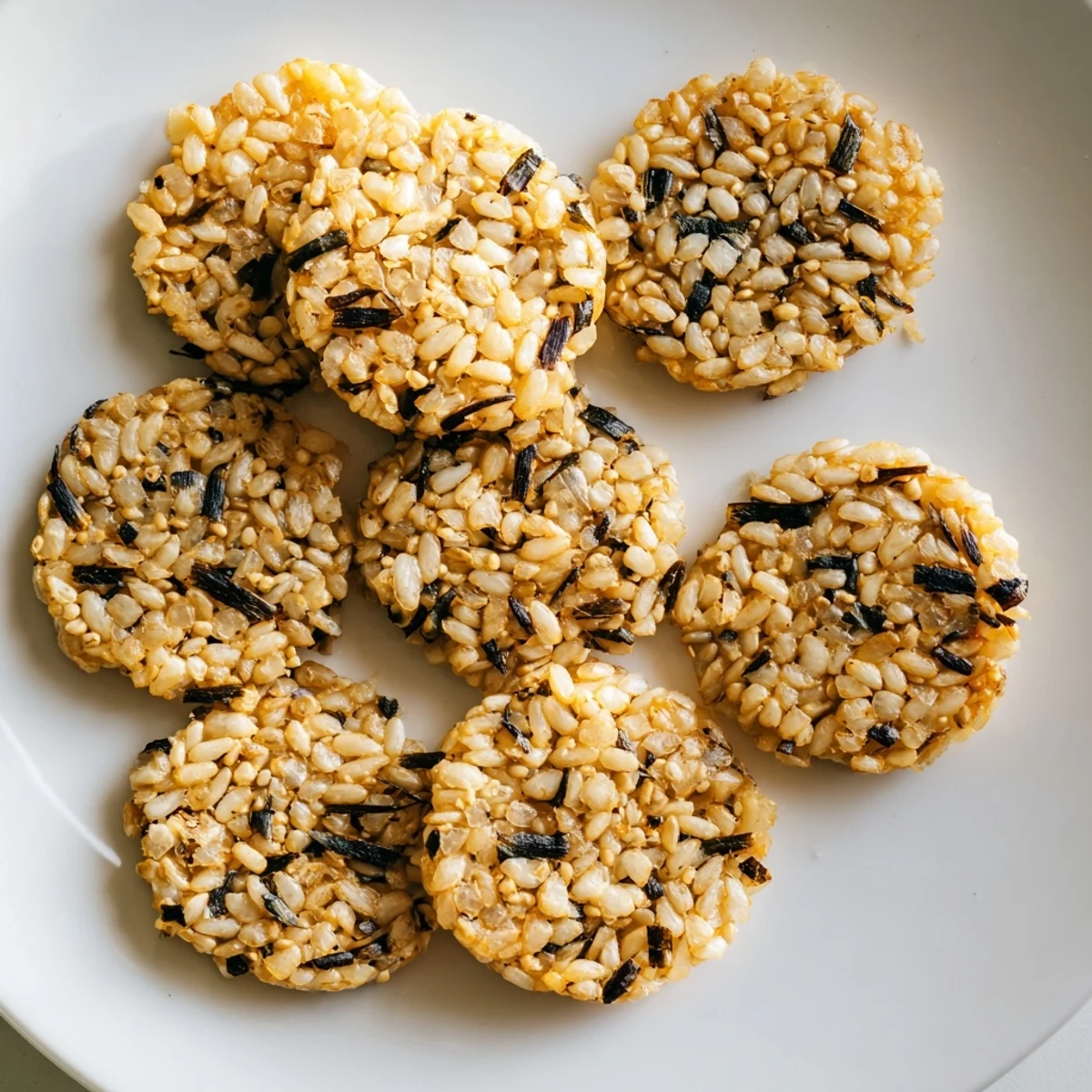 Crispy Seaweed & Sesame Rice Crisps, perfect for snacking with dips and vibrant flavors.  