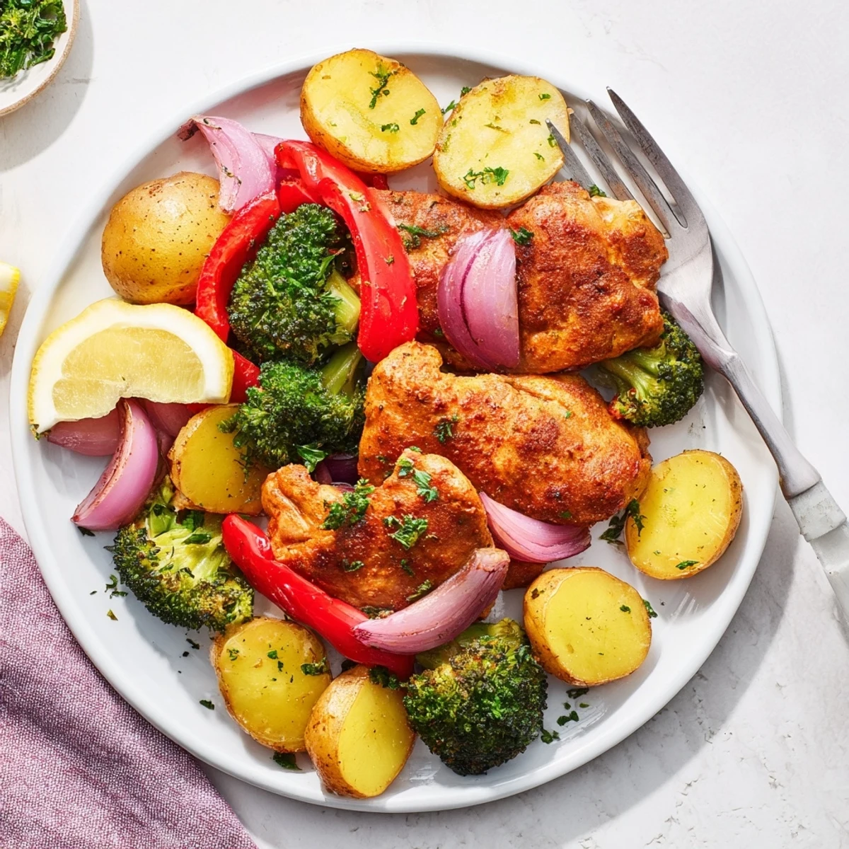 A vibrant Lazy Gourmet Chicken & Vegetable One-Pot bursting with colorful veggies and flavor.  