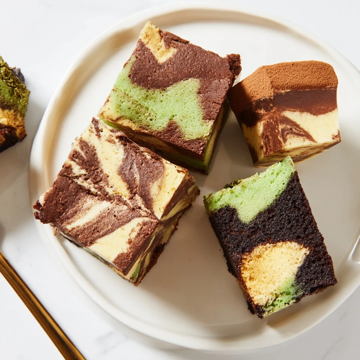 Indulge in these decadent Matcha-Miso Brownies, featuring a rich marbled texture.  