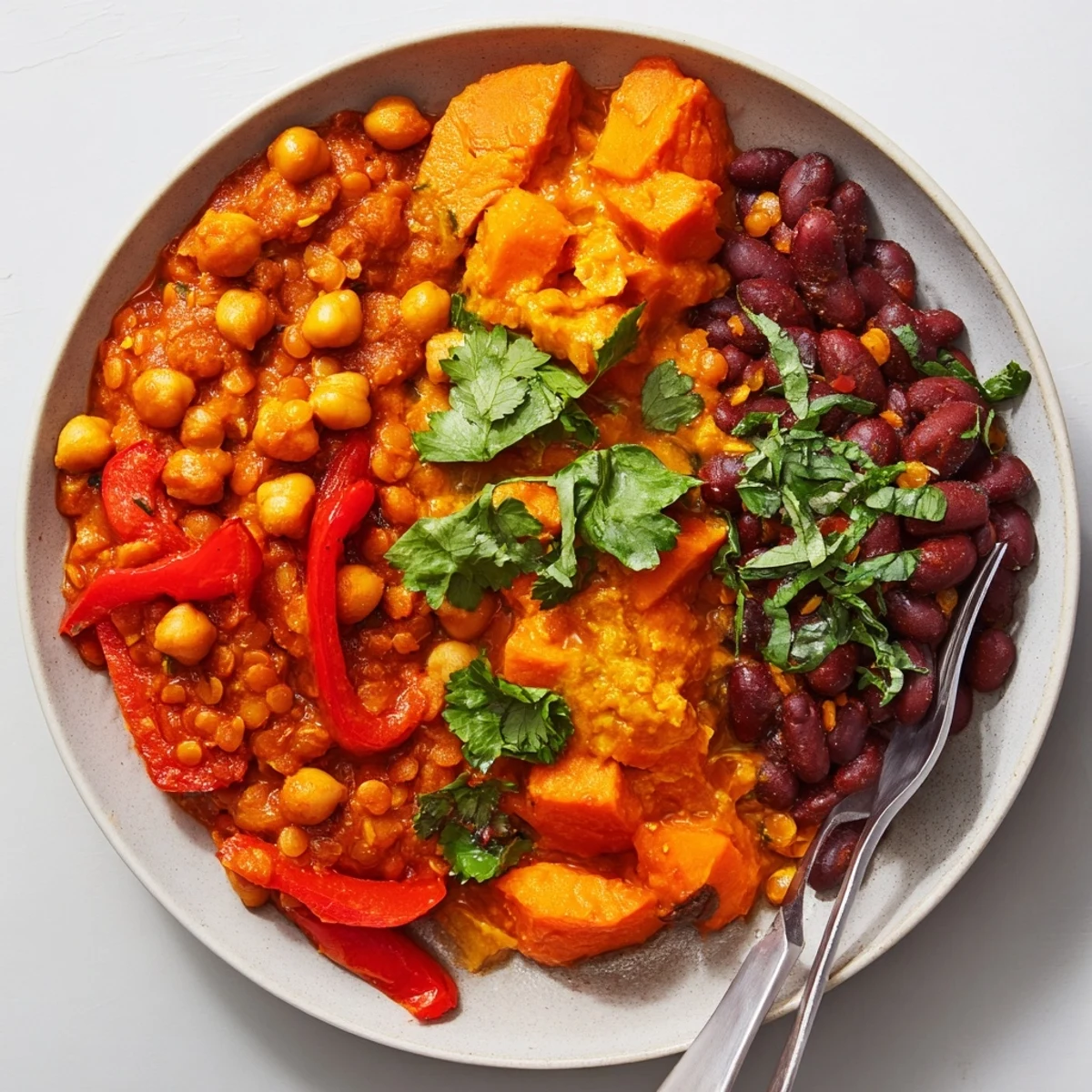 A colorful bowl of Single-Pan Global Curries brimming with spices and textures.  