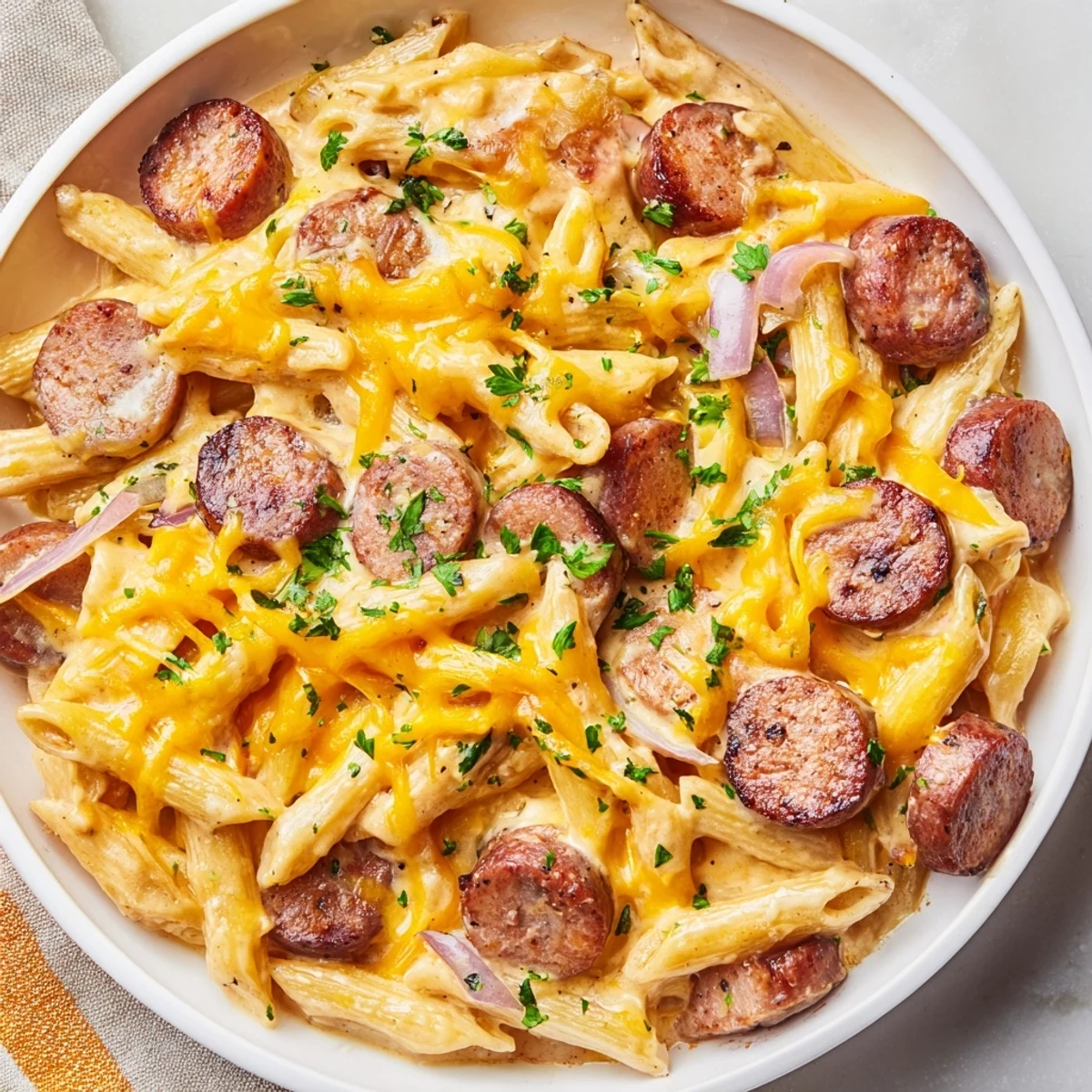 Smoked Sausage Cheddar Pasta #85