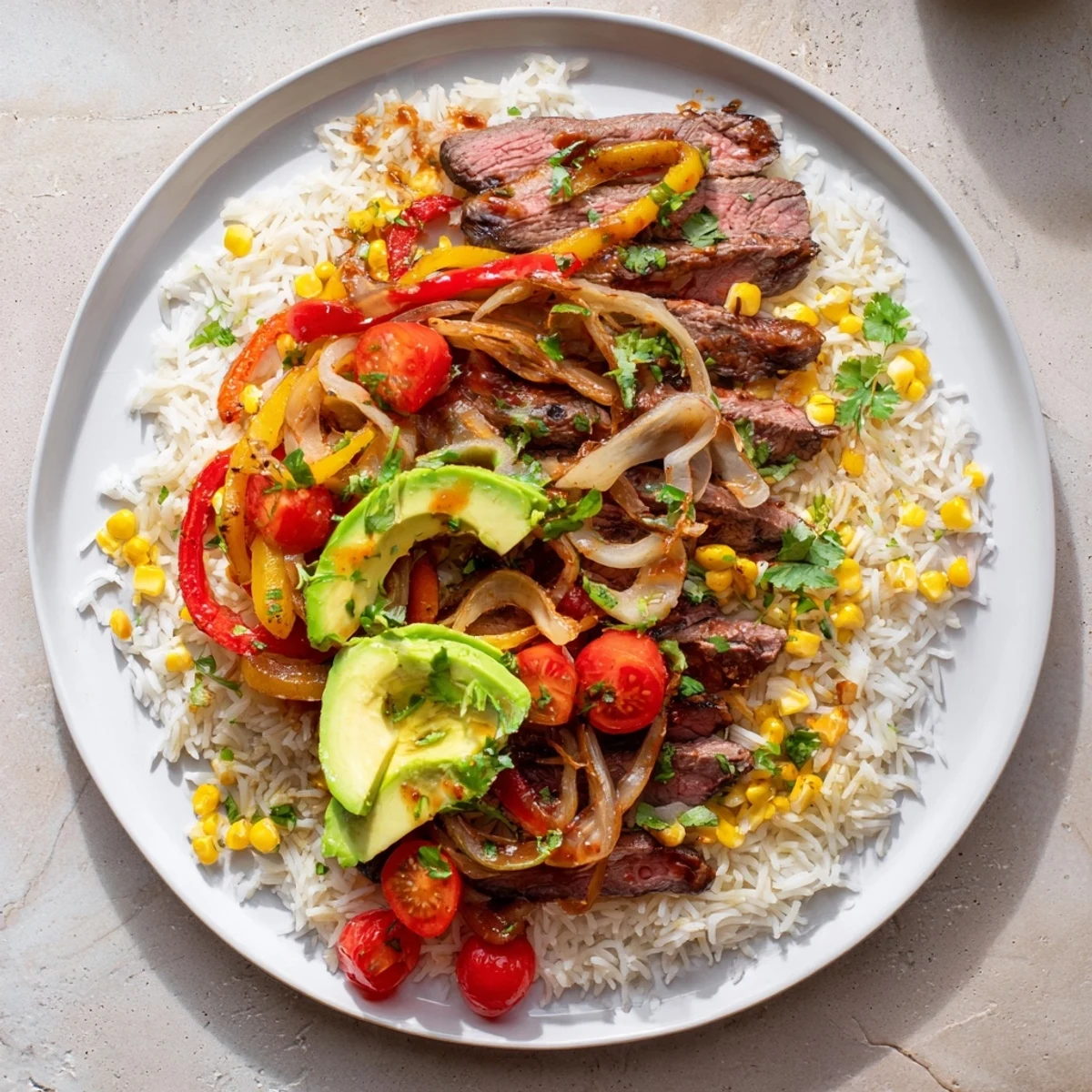 Smoky BBQ Steak Fajita Bowls with colorful peppers, tender steak, and fresh toppings, ready to enjoy.