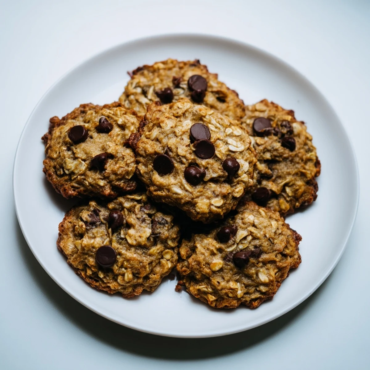 Warm, soft Oat-Banana Chocolate Chip Cookies – a comforting dessert featuring chocolate chips and oats.