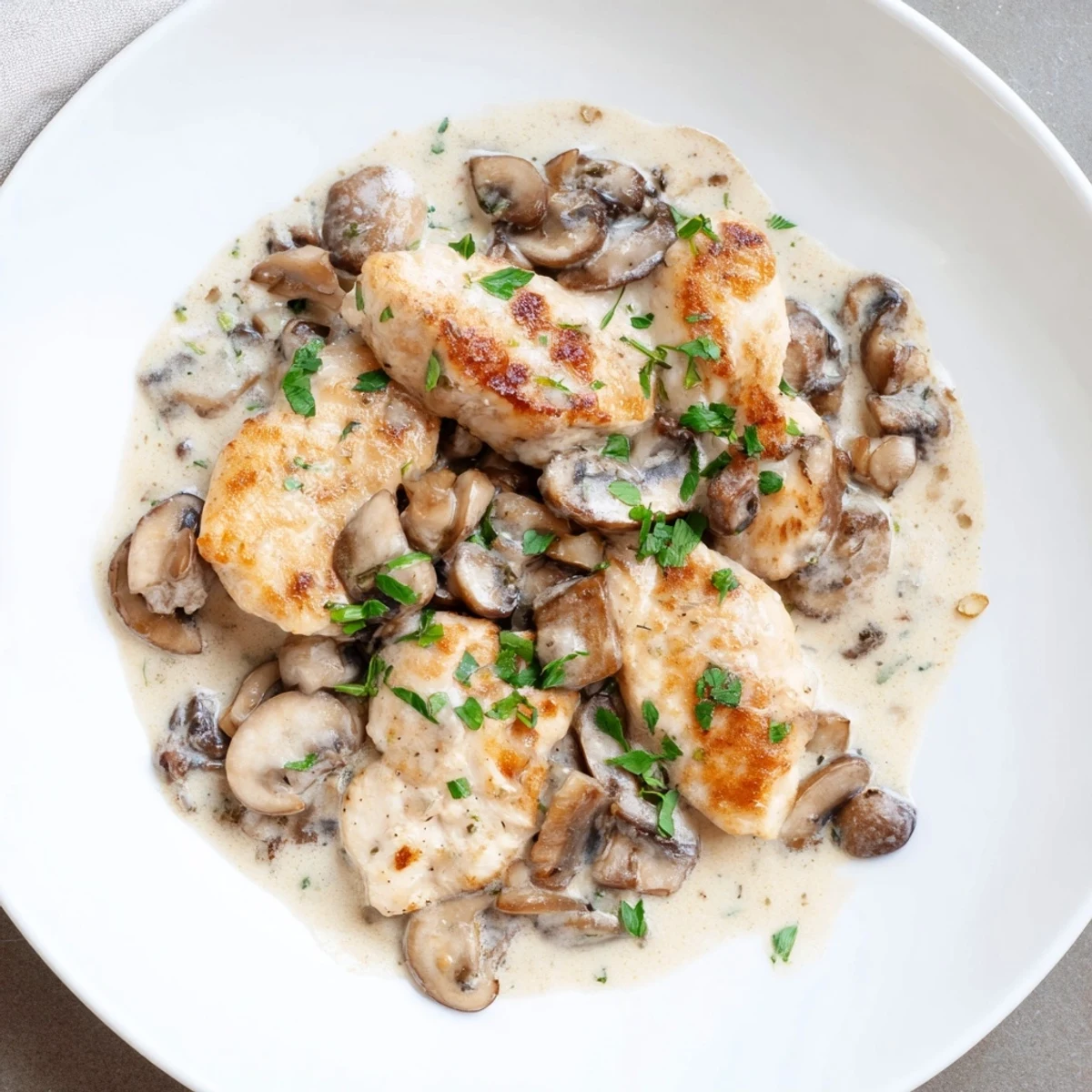 Golden seared chicken, mushrooms, and herbs simmered in a rich sauce; this Tarragon Chicken Skillet is delightful.