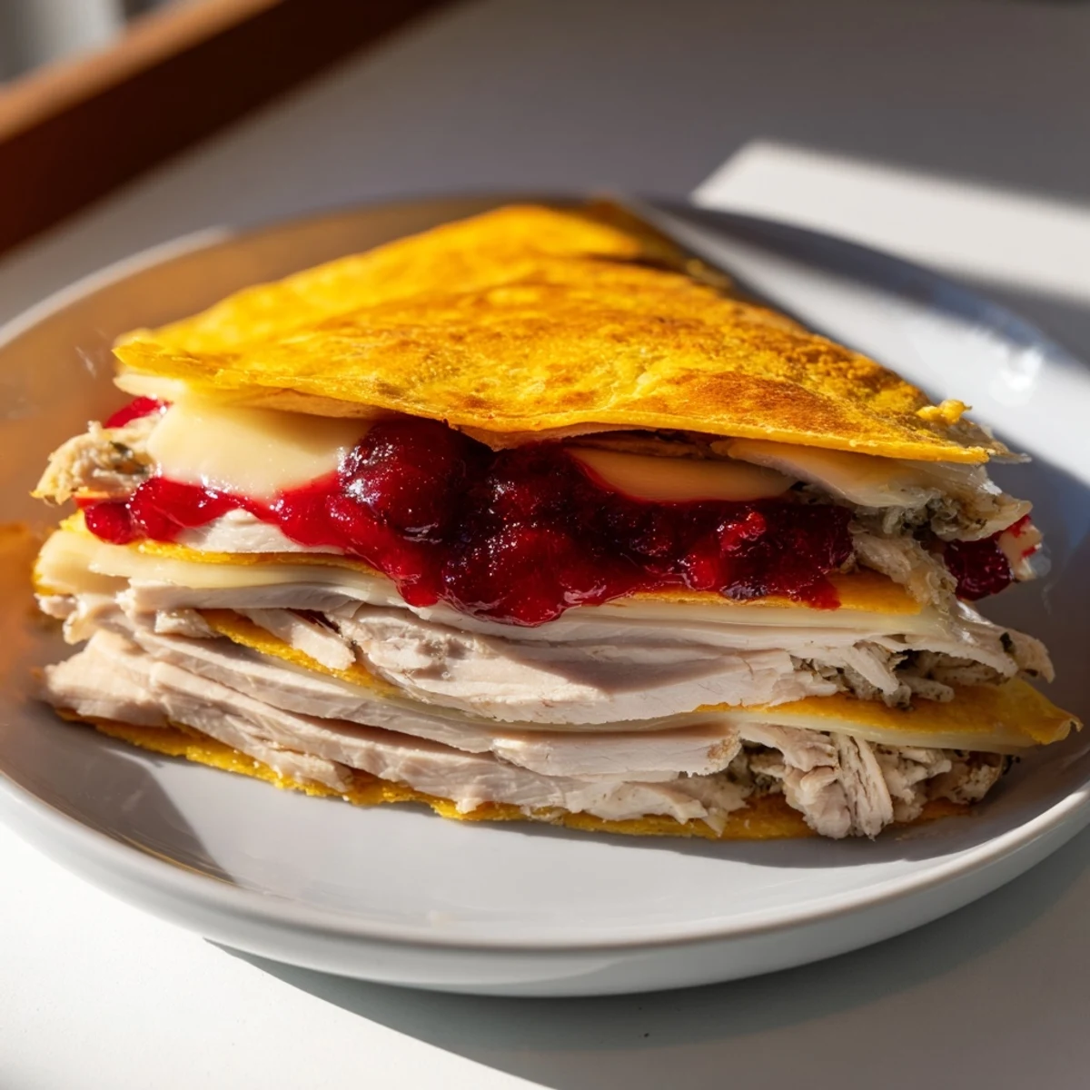 Toasted Turkey, Stuffing & Cranberry Leftovers Tortilla Wrap, a satisfying, easy way to enjoy your leftovers.