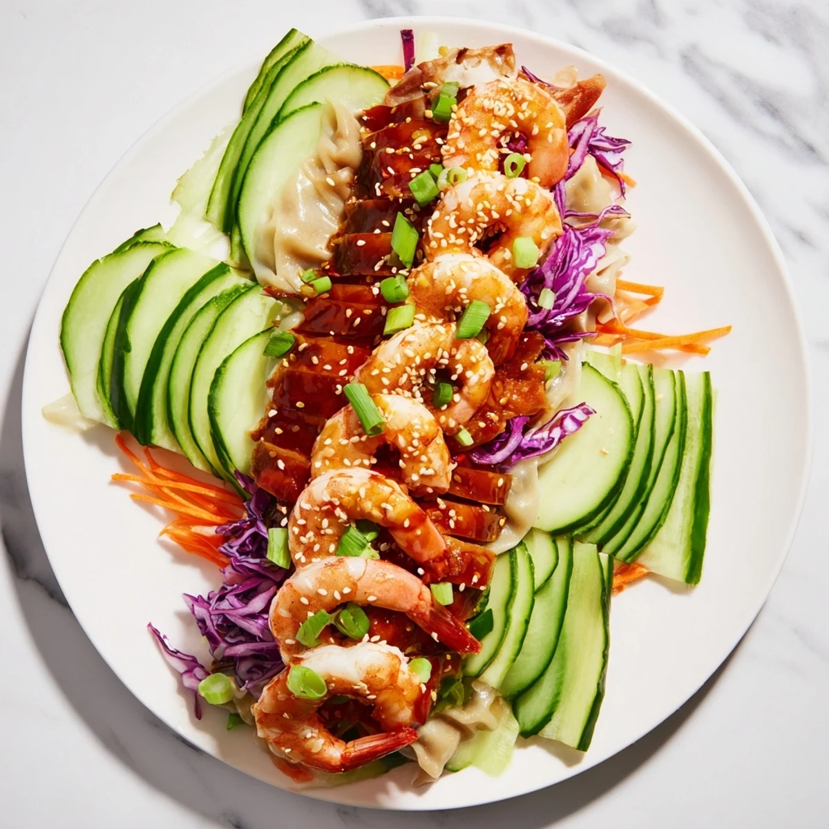 Mighty Dragon Lunar New Year board featuring shrimp and vibrant veggie dragon scales ready to serve.