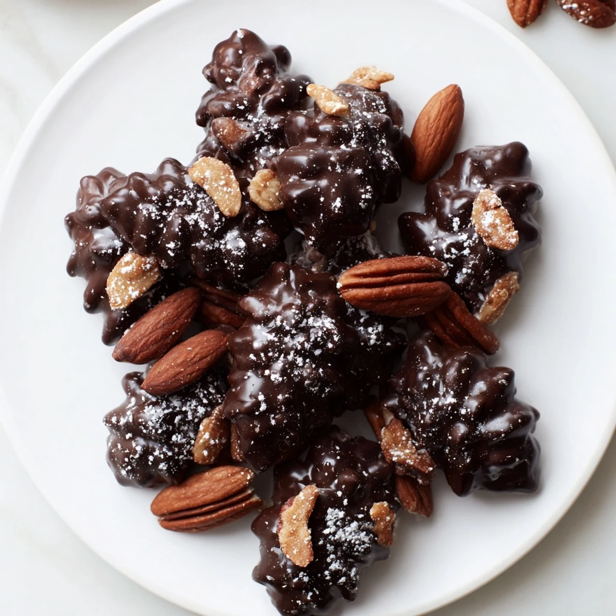 Rustic Dessert: Pinecone Chocolate Nut Clusters, crafted into sweet pinecone shapes, ready to eat.
