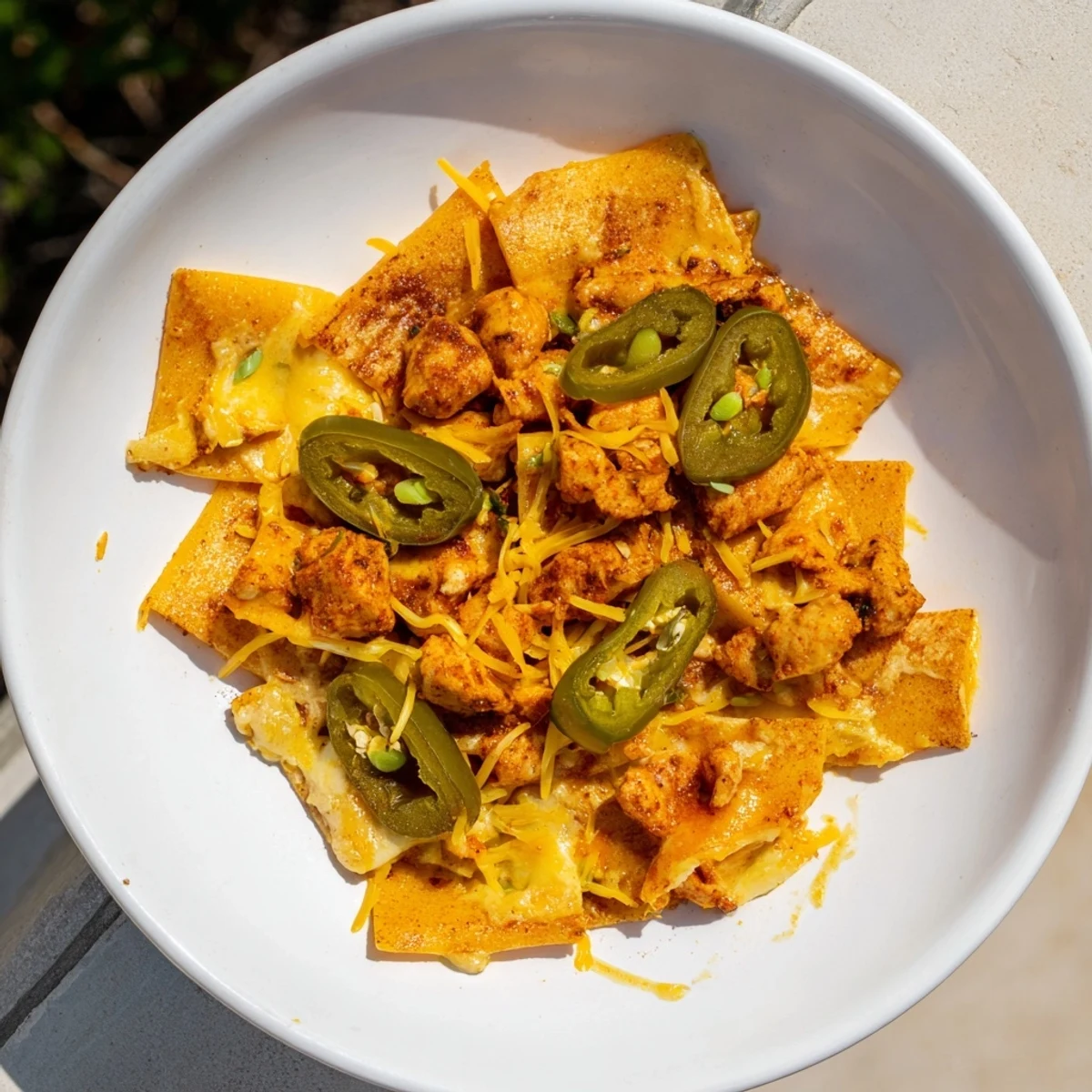Enjoy a plate of flavorful Pasta Chip Nachos, a Tex-Mex inspired appetizer with perfectly crisped pasta.