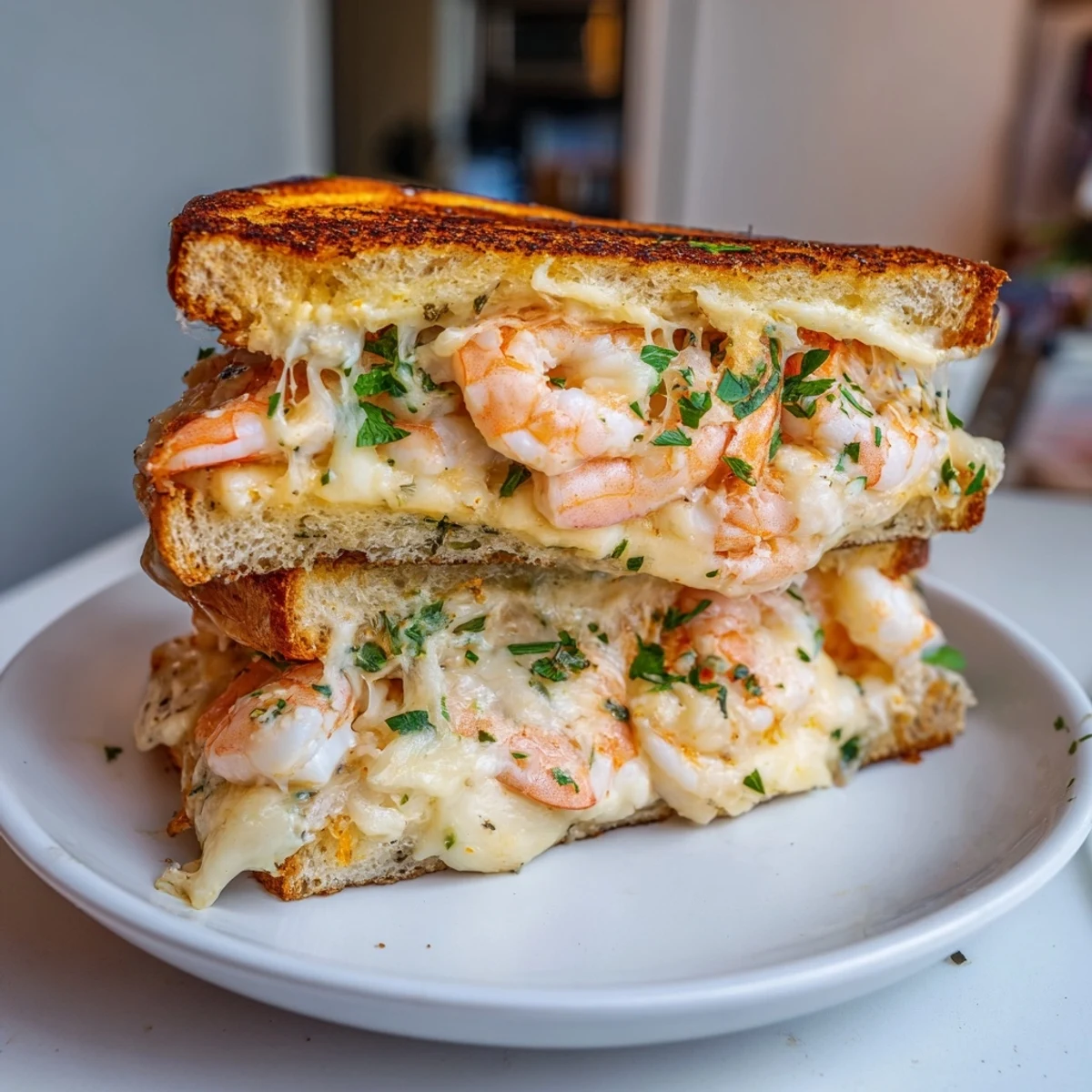 Delicious Quick Shrimp Grilled Cheese showcases tender shrimp perfectly complementing the melted cheese on toasted bread.
