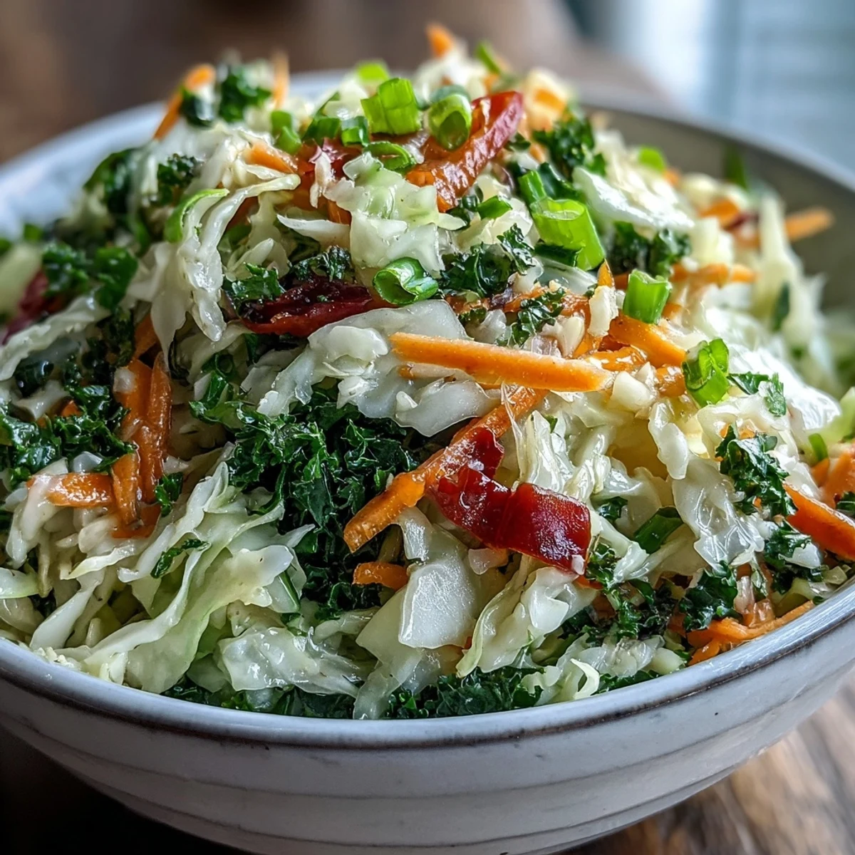 Tangy, probiotic-rich Sauerkraut Slaw ready to be served as a refreshing side.
