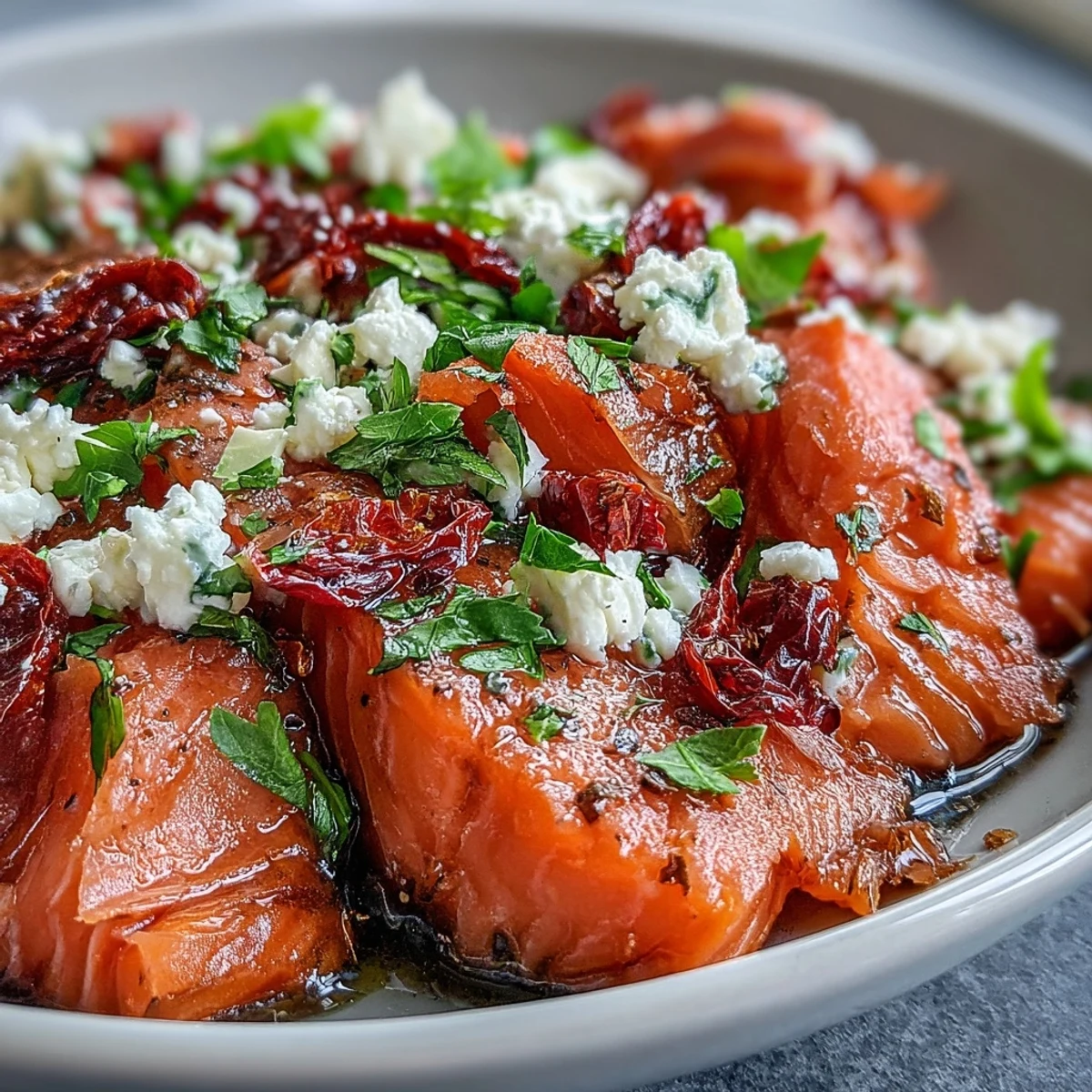 Crispy skinned salmon and golden rice star in this vibrant Mediterranean Salmon Bowl, topped with colorful peppers and crumbled feta.