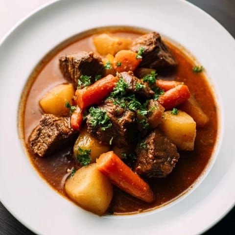Tender Instant Pot Beef Stew with vibrant root veggies, perfect for a cozy, homestyle dinner.