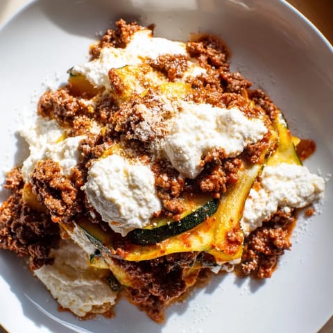 This Zucchini Lasagna skillet shows a hearty, low-carb Italian dinner, savory and delicious.