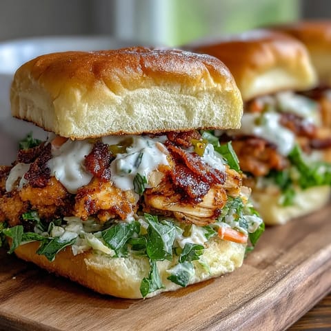 Slow-cooked Mississippi chicken sliders piled high with tangy coleslaw on soft slider buns, perfect for game day or family gatherings.