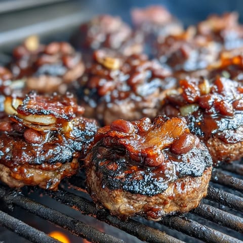 Classic baked beans with brown sugar and bacon in a smoky, savory sauce, perfect for summer barbecues.