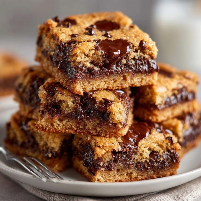 Enjoy ultimate dessert: rich Chocolate Chip Cookie Blondie Bars, a delightful textural mix.