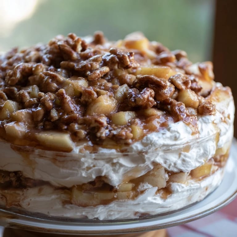 Decadent Spiced Apple Praline Whip Dip served with graham crackers and fresh fruit slices.  