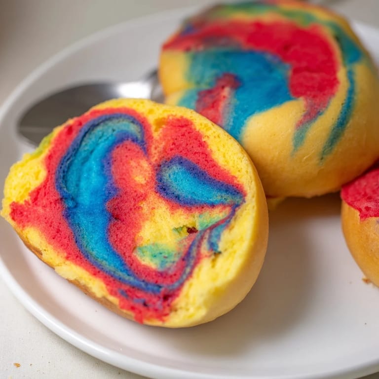 Deliciously fluffy rainbow cloud bread, a stunning addition to any festive gathering.