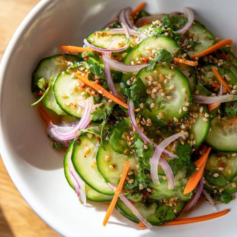 Colorful cucumber salad remix showcasing fresh ingredients and enticing flavors.