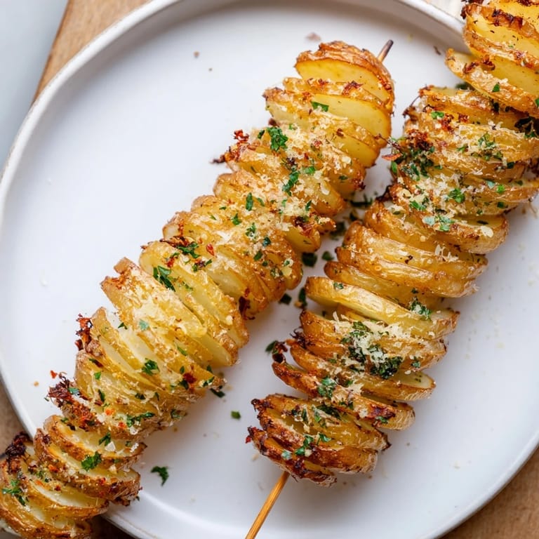 Deliciously spiraled Air-Fryer Tornado Potatoes, served golden brown with fresh parsley.  