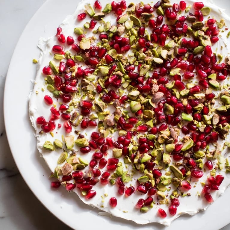 Quick and easy frozen yogurt bark, beautifully topped with vibrant pomegranate and pistachios, ready to enjoy.
