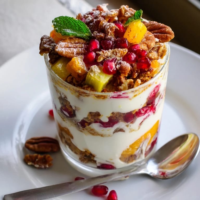 A delicious Christmas Pudding Yogurt Parfait Bar—imagine thick yogurt parfaits with holiday toppings and flavors.