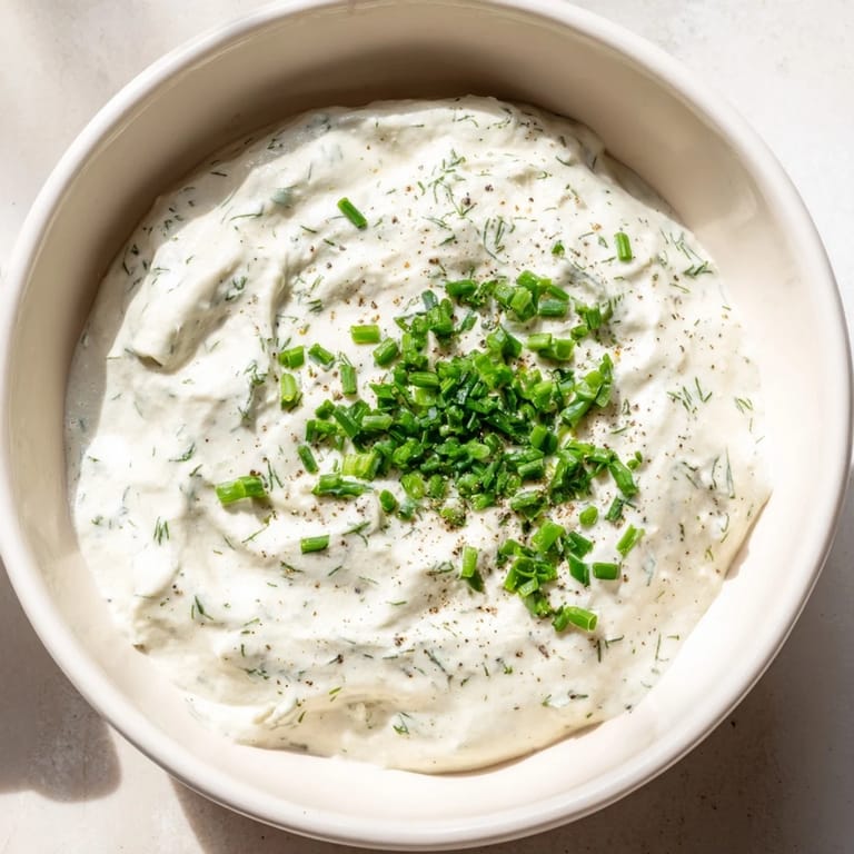 Homemade veggie ranch dip, sprinkled with fresh chives, is perfect for dipping crisp carrots.