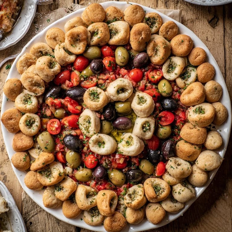 A vibrant Roman Colosseum Snack Platter with crunchy crackers and plump olives evokes an Italian feast.