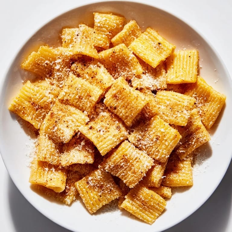 Air-fried Parmesan pasta chips, crispy and flavorful with a delicious golden-brown hue.