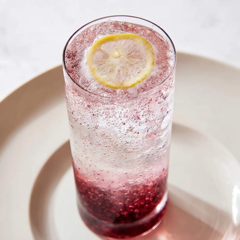Enjoy a tart and bubbly Sleepy Girl Mocktail, garnished with lemon, for a calming, restful night's sleep.