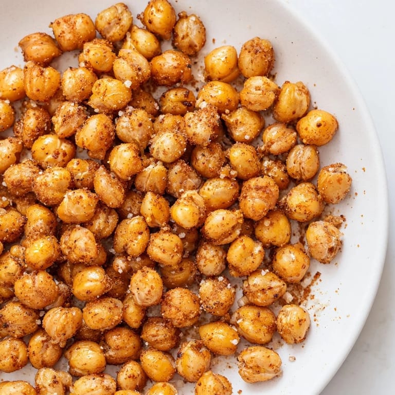 Crispy Chickpea Snack: a close-up shows crunchy chickpeas, perfect for salads or a flavorful snack anytime.