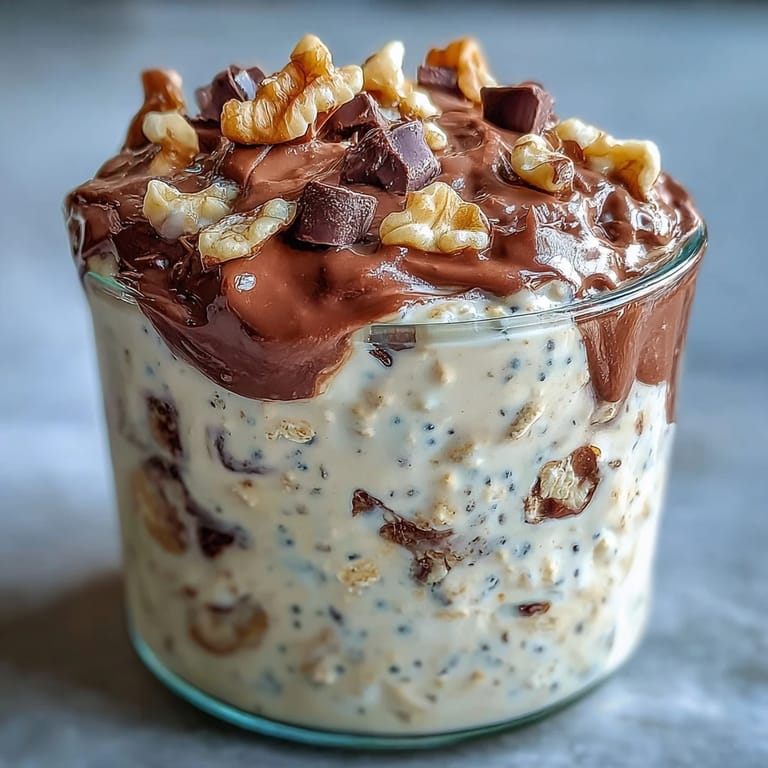 Two jars of Chunky Monkey Protein Overnight Oats topped with peanut butter swirls, perfect for a grab-and-go breakfast.