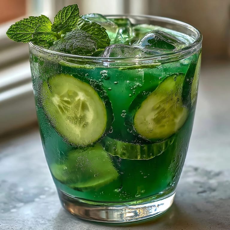 Refreshing cucumber, apple, and ginger detox juice in a glass, vibrant and ready to energize your morning.  