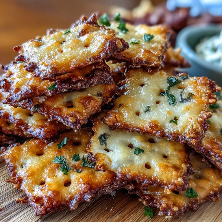 Crunchy, golden sourdough crackers bursting with sharp cheddar and zesty ranch seasoning for the ultimate game day snack.