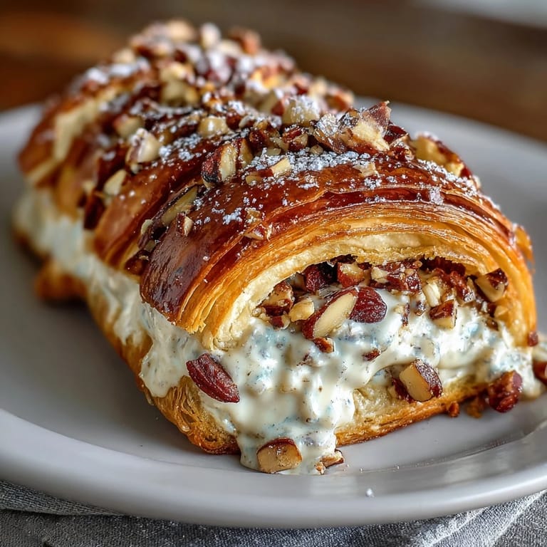 Golden sourdough rolls layered with rich almond frangipane, offering a buttery, nutty twist on classic almond croissants.