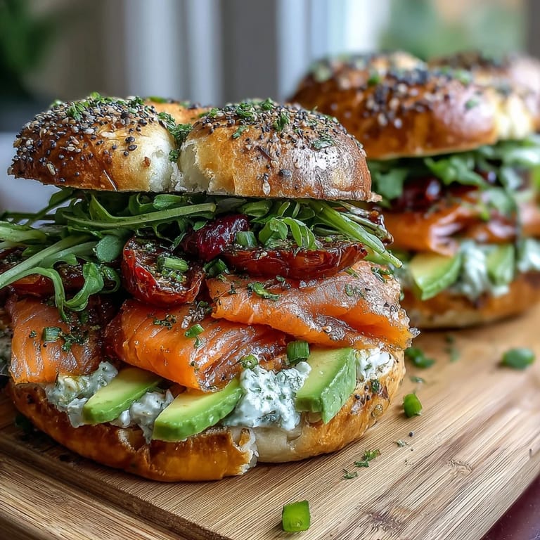 Whipped cream cheese and smoked salmon paired with assorted bagels, fresh vegetables, and lemon wedges for a perfect spring brunch spread.