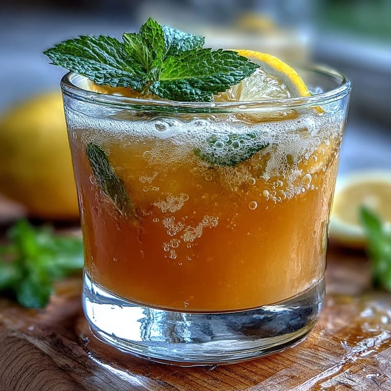 Elegant Limoncello Sorbet Float with sparkling water, featuring vibrant lemon sorbet and a hint of mint, perfect for warm afternoons.