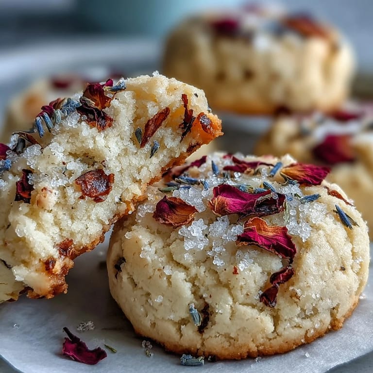 2. Buttery shortbread cookies adorned with vibrant edible blossoms, ideal for gifting on Mothers Day.  