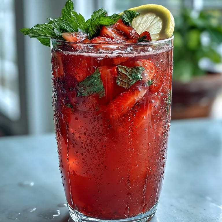 Bright hibiscus strawberry lemonade, a perfect festive American summer drink.