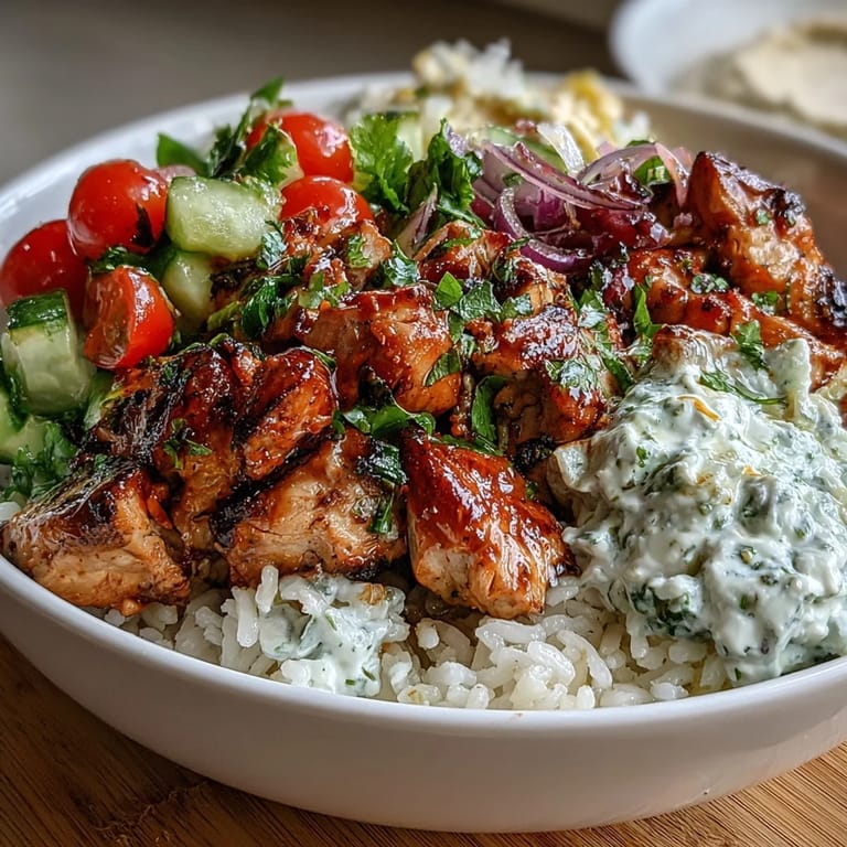 Juicy grilled Greek Chicken Bowls brightened with lemon and herbs, ready to eat.