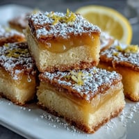 Tangy lemon curd nestled in soft sugar cookies, dusted with powdered sugar for a sweet-tart dessert treat.